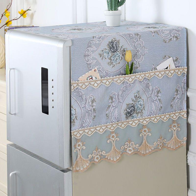 2026 Lace Refrigerator Dust Cover with Storage Pockets - Breathable Heat Dissipation for Single/Double Doors
