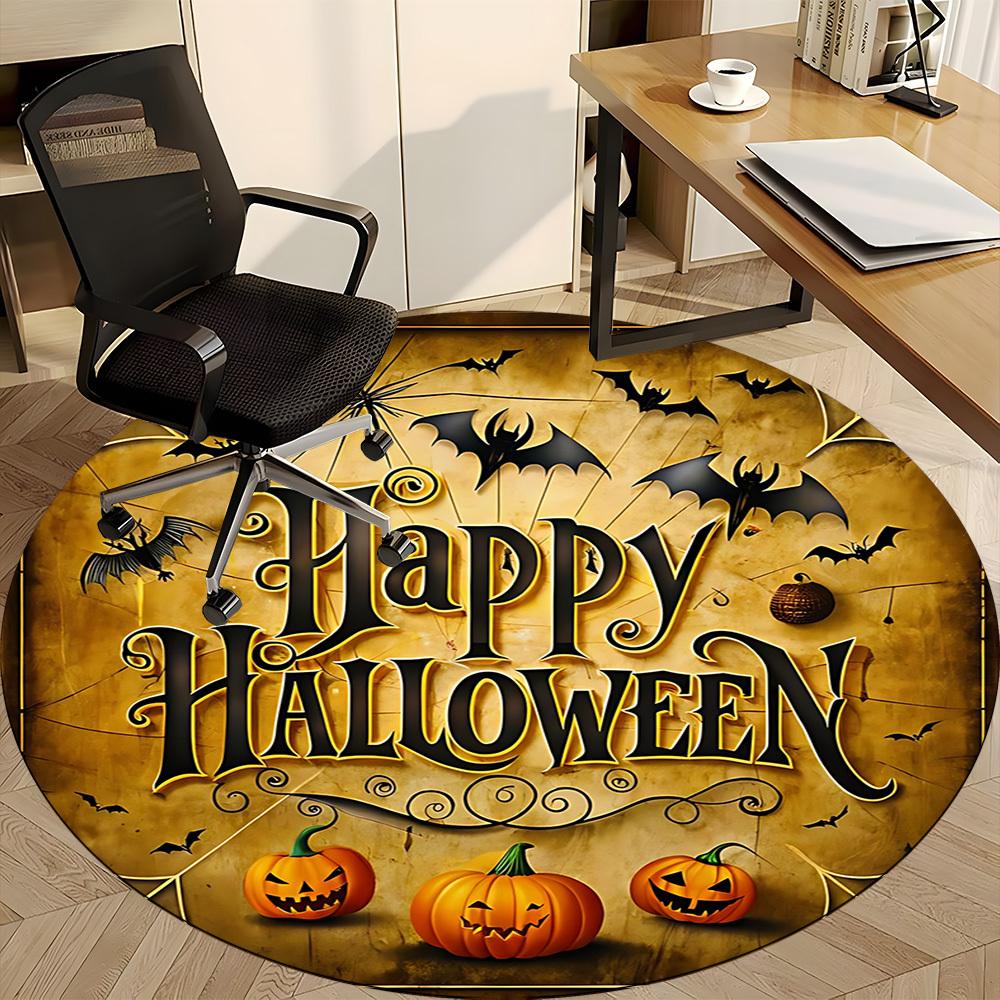 1pc Halloween Pumpkins Office Round Area Rug, Under Office Chairs Bedroom Living Room Home Decor, Room Deco