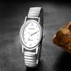 Silver Watch with Accordion Stylish Analog One Size Fits Stainless Steel Quartz Fashion Accessory Perfect Gift for Day Women's Strap, Waterproof