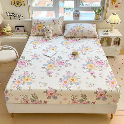 100%Cotton Fitted Bed Sheet Flower Printed Bed Sheet Single/Queen/King Size Fundas De Comfortable Fitted Sheet