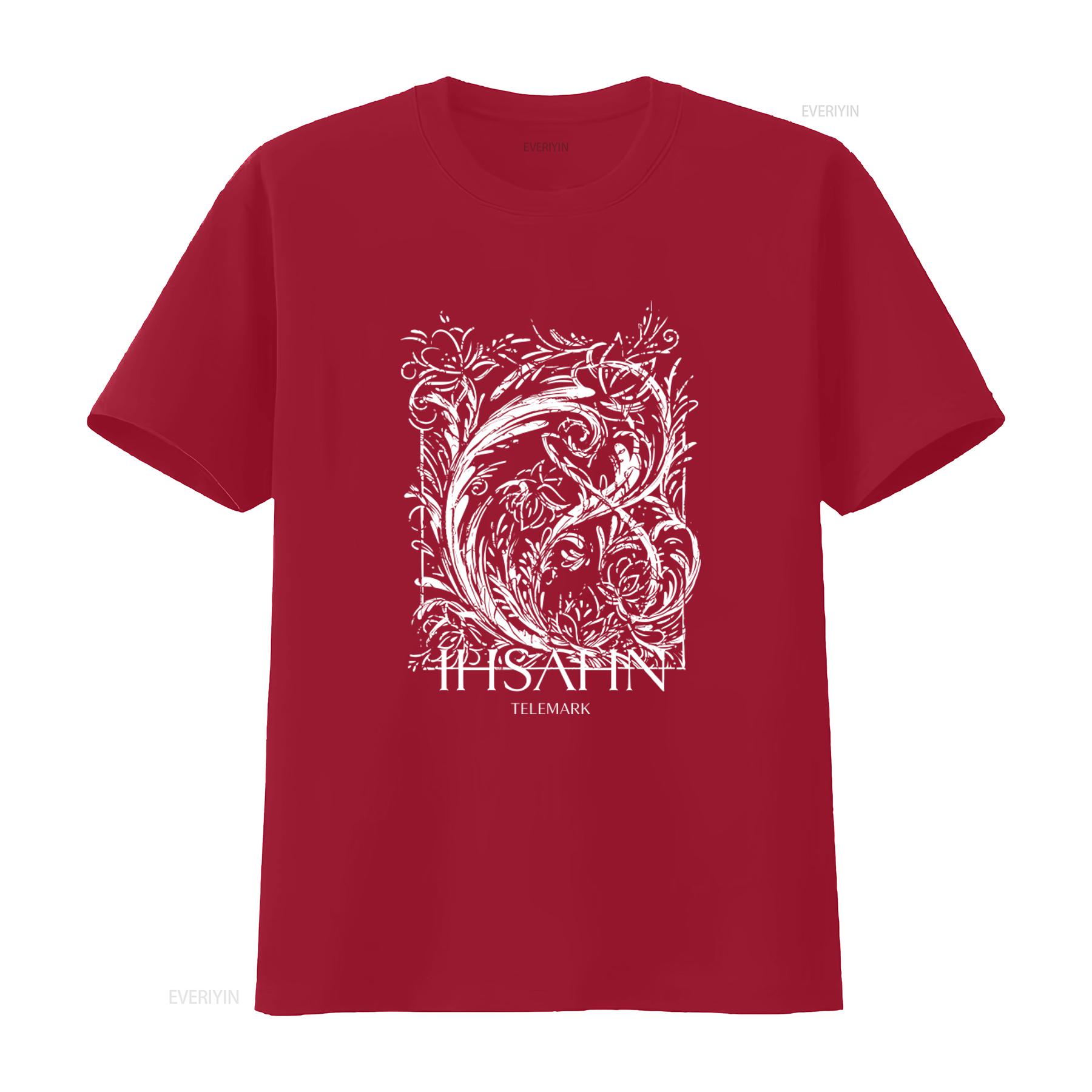 

IHSAHN Telemark Black White Floral T Shirt for Fashion Streetwear vintage Washed fashion Casual streetwear Stretched graphic S