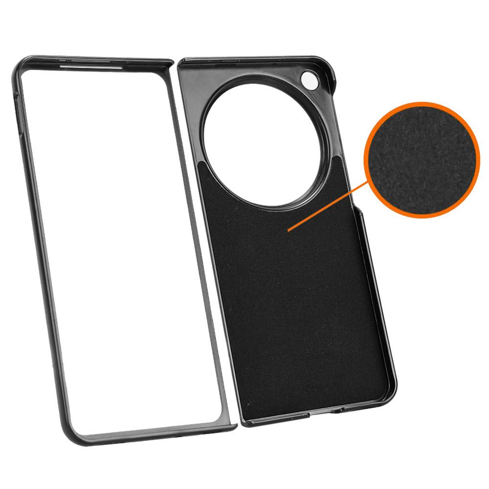 

For OnePlus Open Case Shockproof Cowhide Texture PU+PC Phone Cover Black
