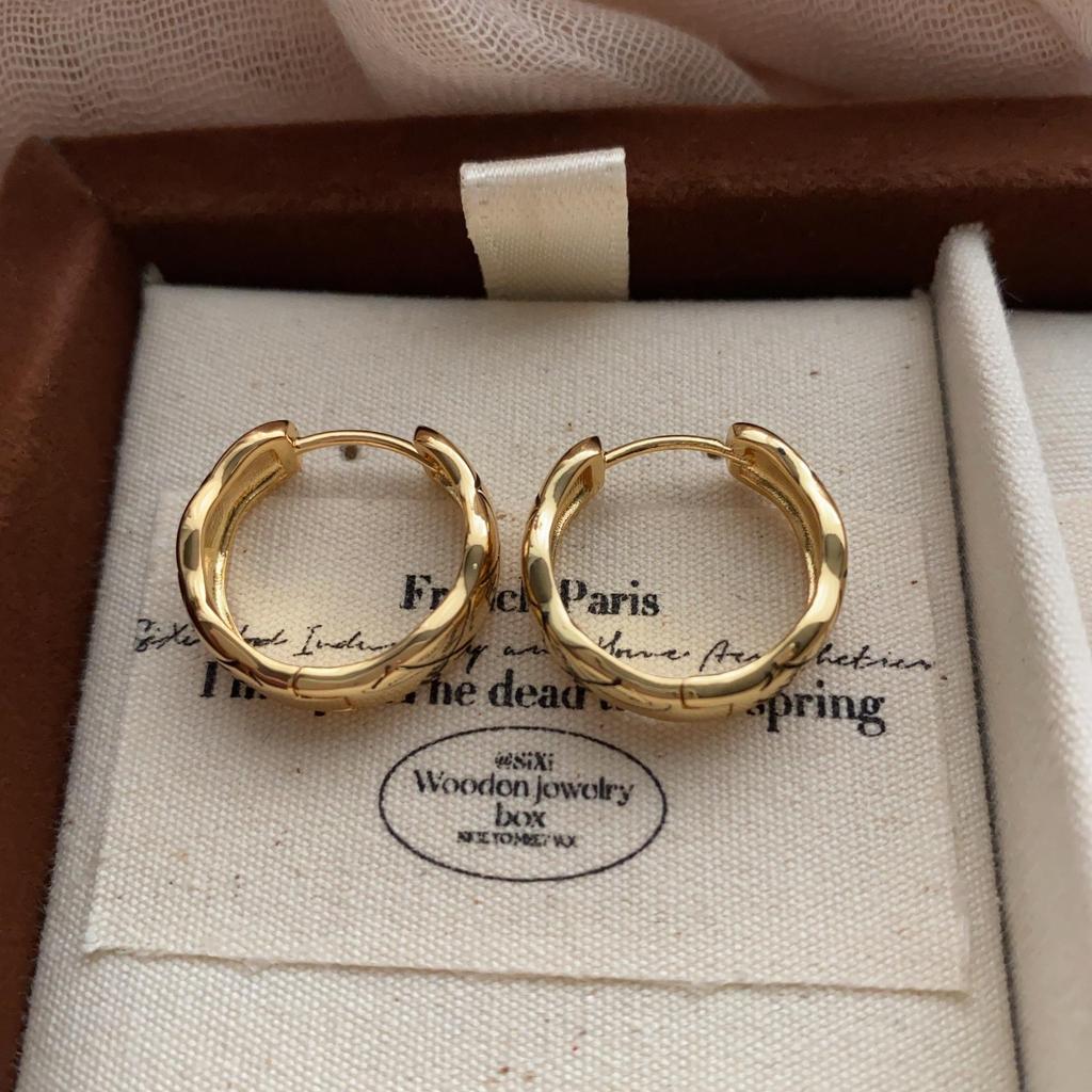 Light Luxury High-End Circle Earrings, Ear Buckles, Cold Wind Temperament Plain Circle Niche Design High-End Versatile Ear Jewelry