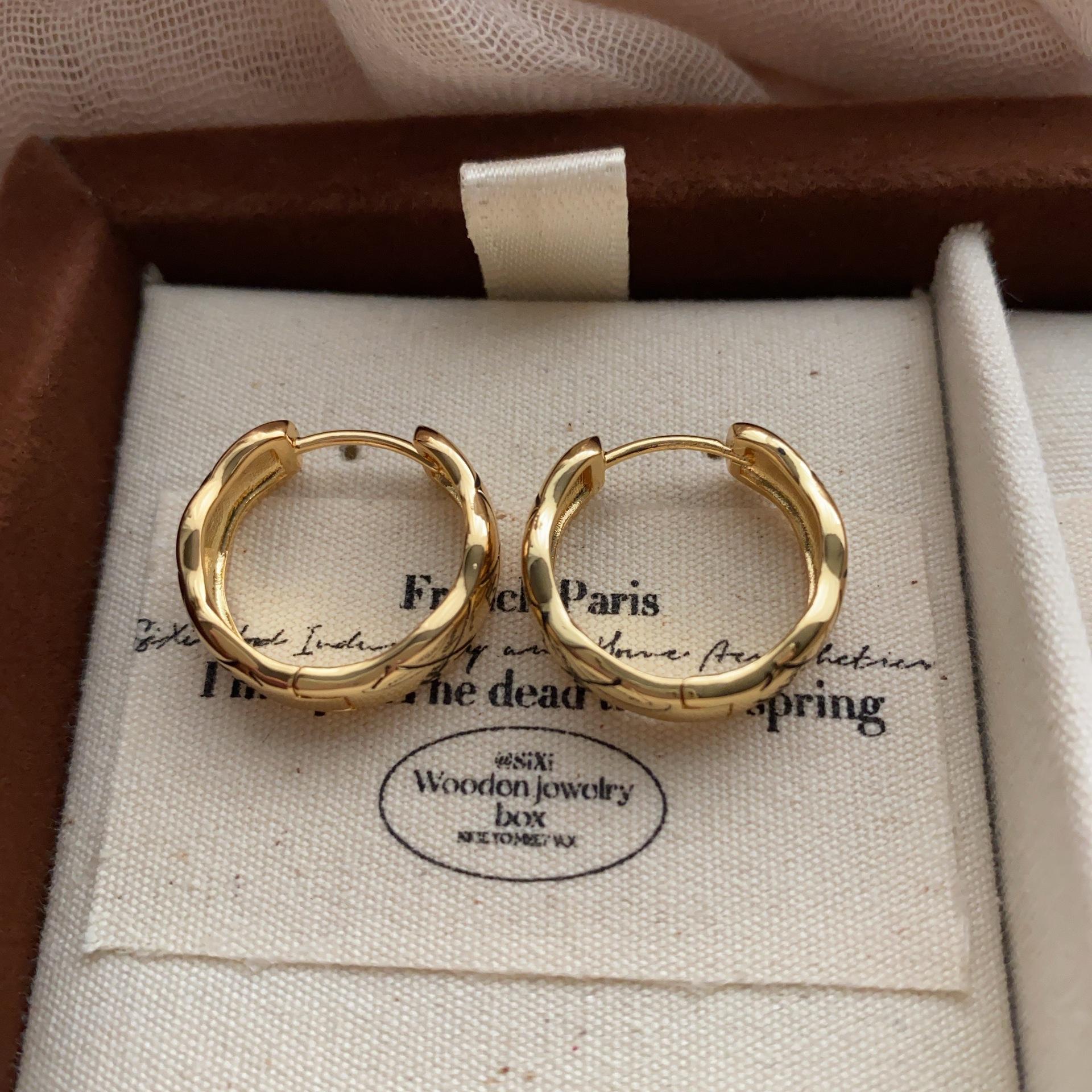 Light Luxury High-End Circle Earrings, Ear Buckles, Cold Wind Temperament Plain Circle Niche Design High-End Versatile Ear Jewelry