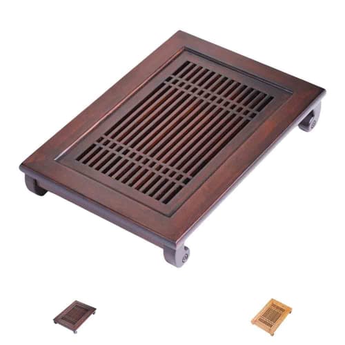 

TAKEY Chinese Tea Utensils, Bamboo Tea Tray, Bamboo Tea Tray with Drainage, Chinese Style Tea Ceremony Utensils, Rectangular, Water-Retaining Tea Tray