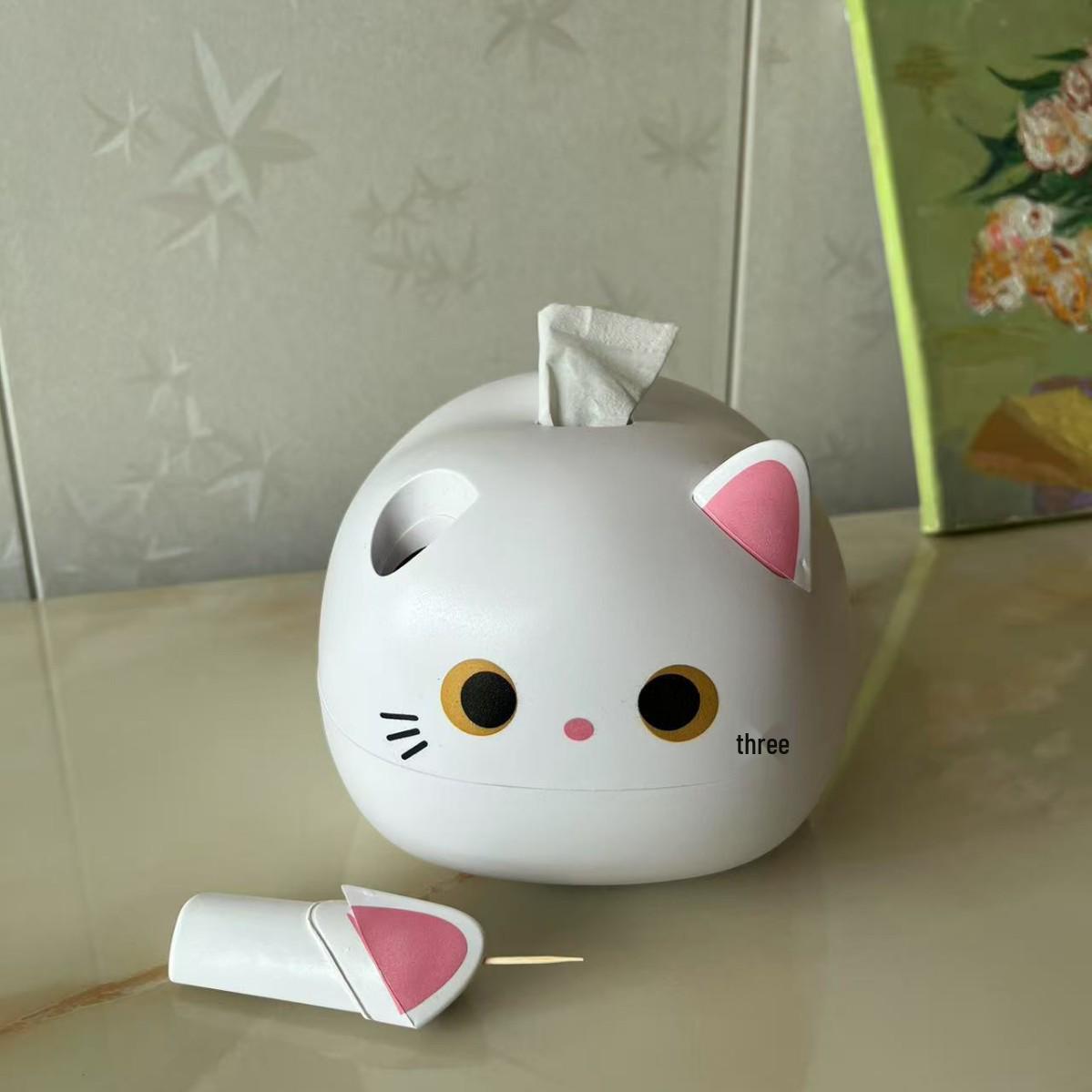 

Cartoon Cat Multi-Functional Tissue & Toothpick Holder for Dining and Living Room
