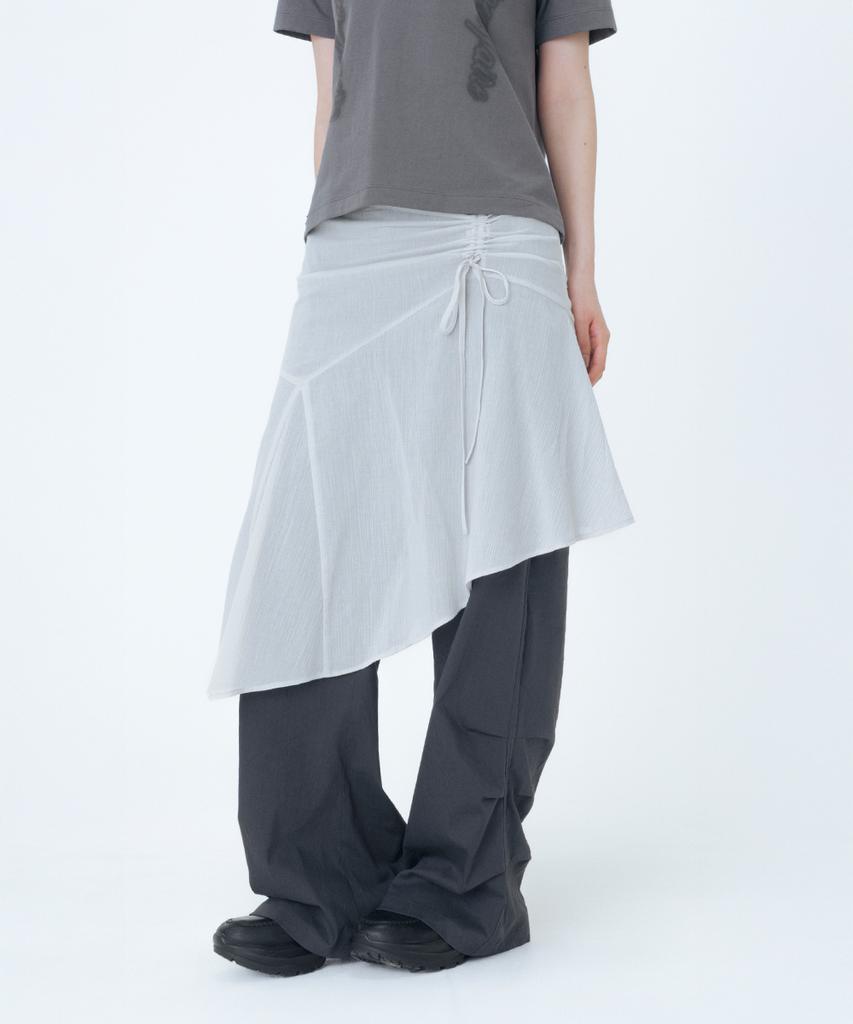 MISEKI SEOUL String Sheer Layered Skirt Gray
