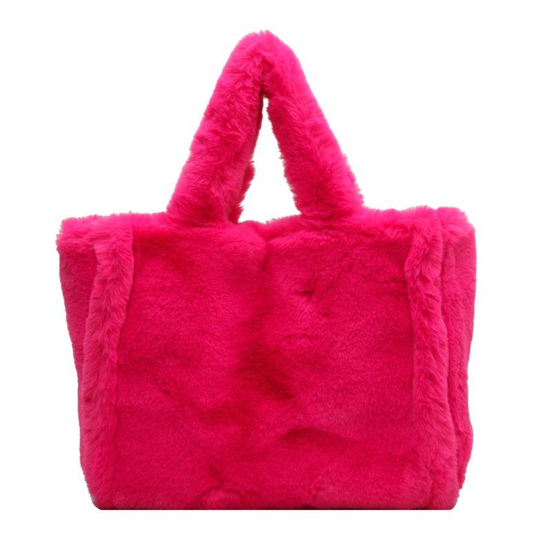 Plush Bag Simple Underarm Crossbody Solid Color Handbag Casual Tote Bag