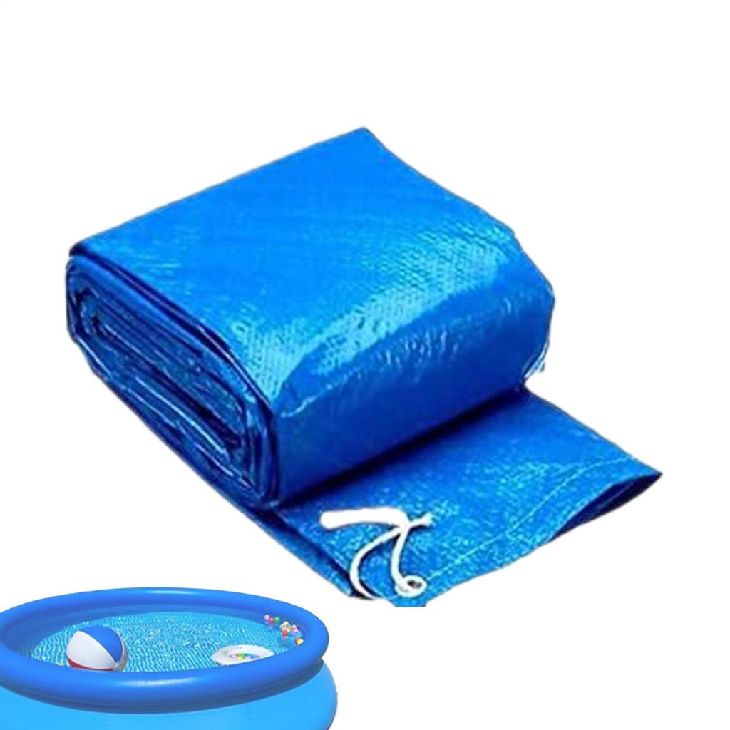 Round Pool Cover Swimming Pool Cover Protector Dustproof Hot Tub Protective Lid With Drawstring for Outdoor Yard Backyard