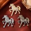 Retro Horse Brooch Rhinestone Inlaid Horse Pin Zodiac Year Animal Brooch Men Women Suit Accessory for Handbag Clothes Decoration