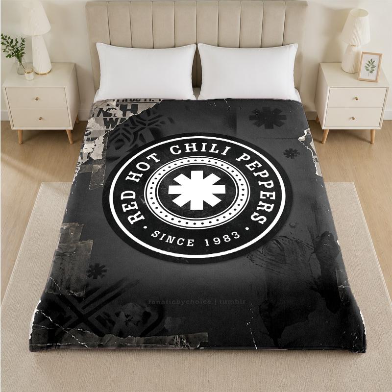 Red Hot Chili Peppers Print Flannel Blanket Cozy Lightweight Plush Throw Blanket For Bed Sofa Household Use