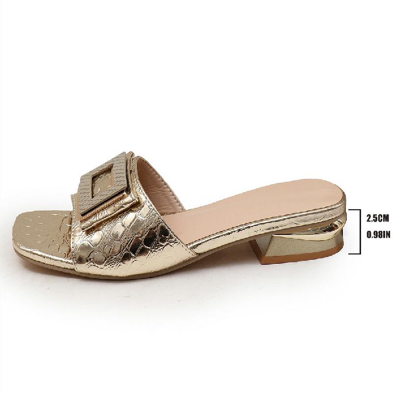 Мода Мода Женские Шлепанцы на Высоком Каблуке Летние Слипоны Элегантная Обувь на Низком Каблуке для Свадебной Вечеринки Удобные Нескользящие Женские Шлепанцы