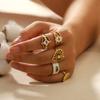 Minimalistischer Edelstahl Metall Hohl Teufelsauge Goldener Ring 18K PVD Beschichtet Einfacher Charm Schmuckzubehör Geschenk
