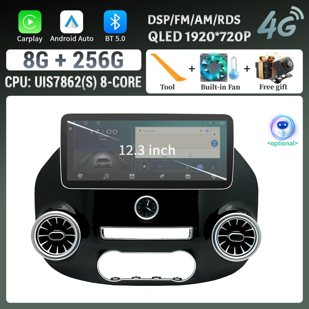12.3" For Mercedes Benz Vito W447 2014-2021 Car Radio GPS Wireless Bluetooth Carplay Android 14 Multimedia Stereo Touch Screen