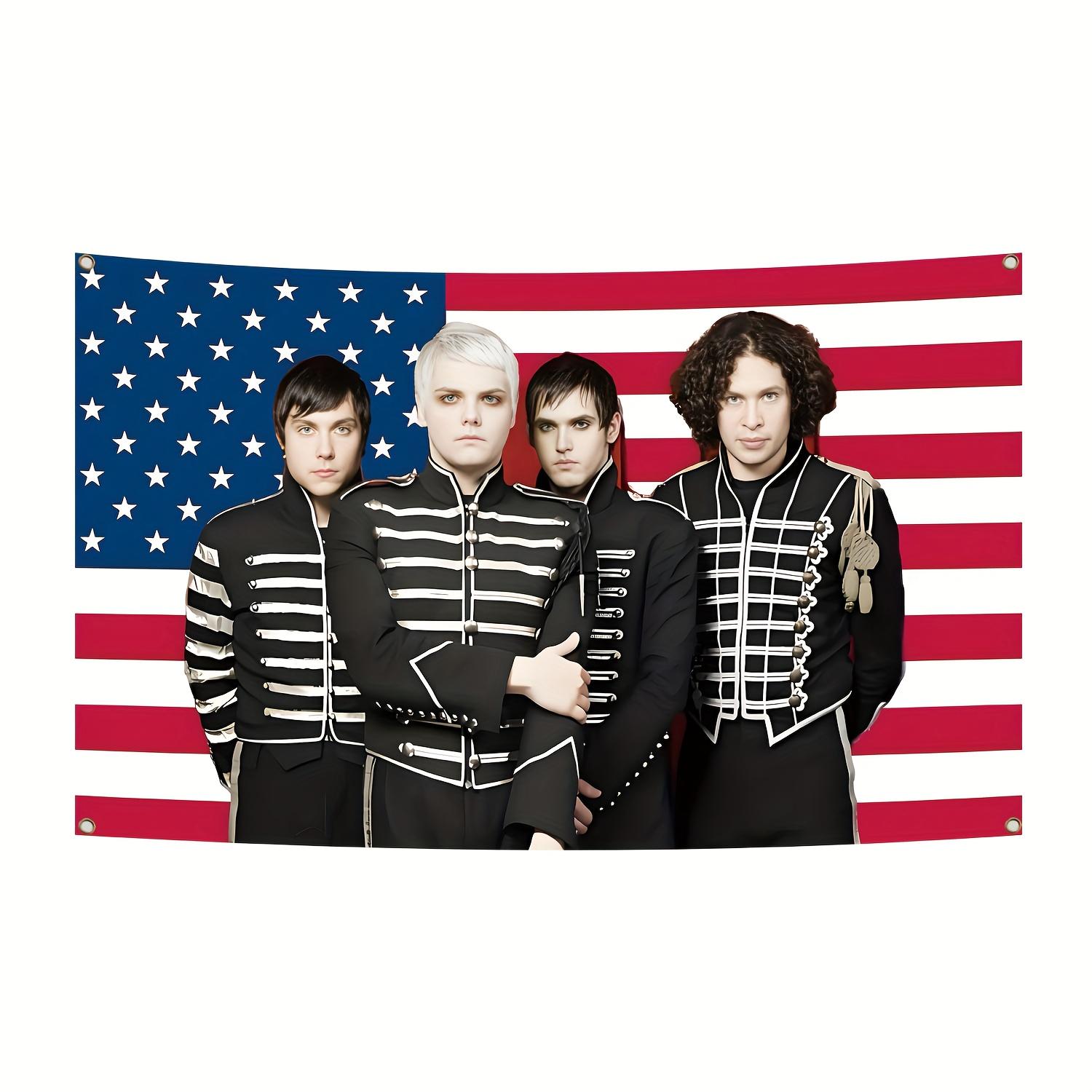 

1pc Emo Band USA Flag Tapestry Polyester 2D Print Wall Hanging for Bedroom Living Room Dorm Decor Fun Gift for Punk Rock Fans 74x94cm(29x37in)