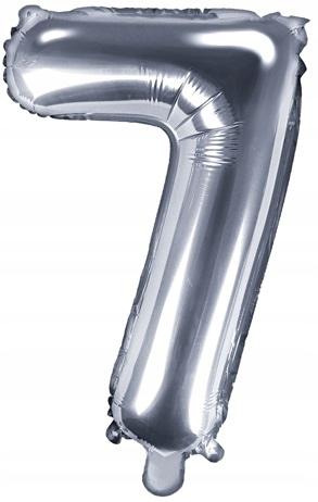 Balon Foliowy Cyfra "7" 35Cm Srebrny Metal 1 Szt.