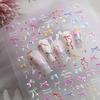 1 Sheet 3D Spring Flower Series Nail Stickers Colorful Rose Bouquet Nail Decal Self-Adhesive Daisy Ribbon Bow Manicure Sticker