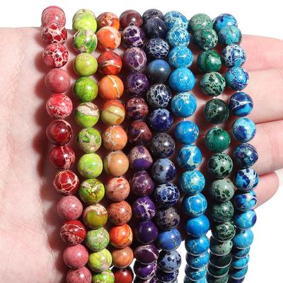 32-90pcs/lot 4/6/8/10mm Colorful Emperor Stone Beads Round Loose Spacer Beads For Jewelry Making Natural Stone Beads Accessories