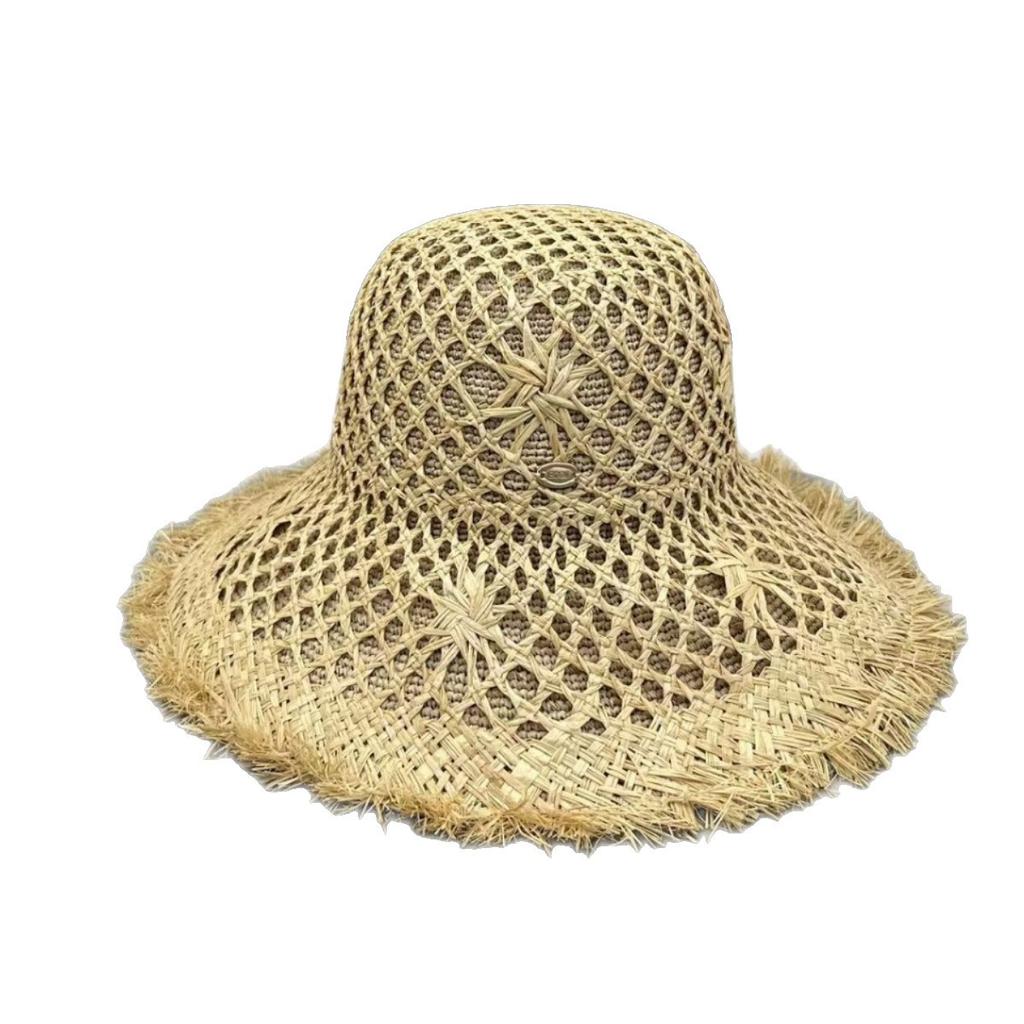 Lafite Hollow Sun Protection Large Brim Straw Hat for Women, UV Protection Beach Sun Hat for Summer