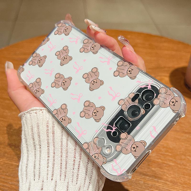 Bowknots Cherry Pattern Case For Google Pixel 9 Pro XL 9A Shockproof TPU Silicone Clear Soft Cover