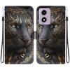 Handmade PU Leather Flip Case for Motorola Moto G04s / Moto E14 Anti-Slip Shockproof Cover with Wrist Strap & Heart/Rose Cat Designs