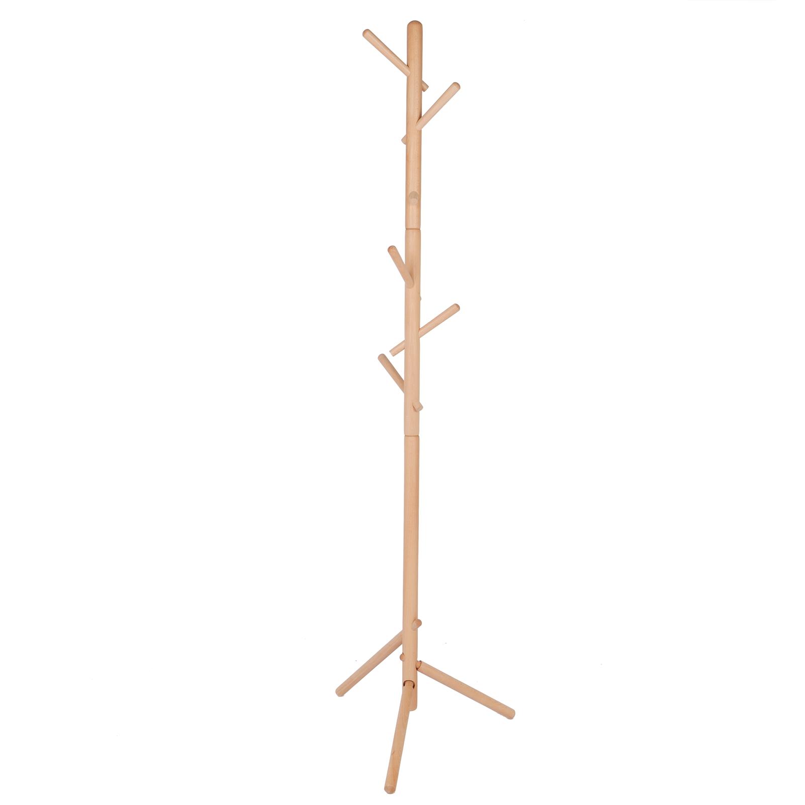 Free Standing Wood Coat Rack Stand Hat Hanger with 6 Hooks for Hallway Entryway Decor белый 5890₽