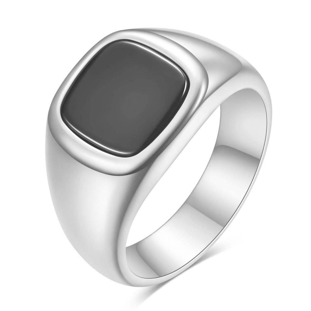 Vintage Geometric Square 12MM Diamond Set Stainless Steel Ring Ring with All Fashion Couples Jewelry Gift
