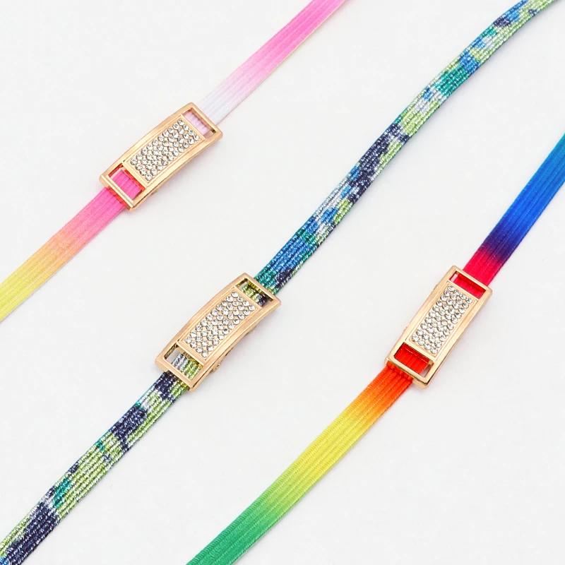 New Diamond Lock Shoelaces Without Ties Glitter Elastic Laces Sneakers Tennis No Tie Shoe Laces Flat Shoelace Shoes Accessories