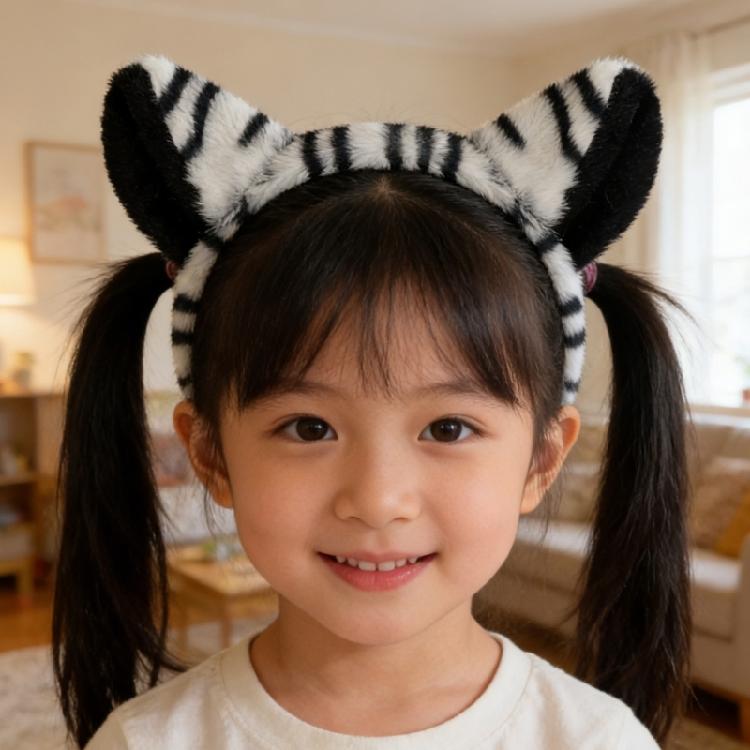 Halloween Animal Fancy Costume Kit Accessories Zebras Costume Set with Zebras Ears Headband Bowtie Tail 1/3Pcs