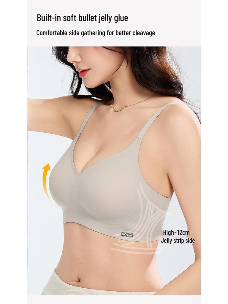 Breathable Soft Support Bra for Small Breasts - No Underwire, with Side Gathering and Jelly Strips for Lift
