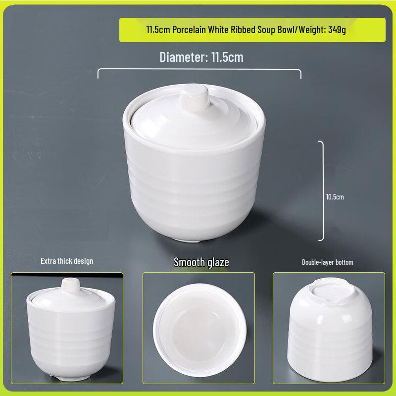 Pinmoya White Melamine Restaurant Stewing Pots & Soup Bowls