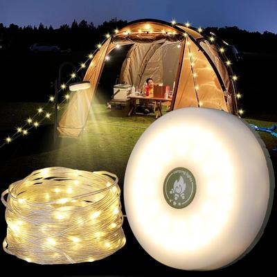 Outdoor Camping String Light with 5 Modes Rechargeable String Light Camping 2 In 1 Waterproof Portable USB Camping Lights for Camping Yard Party Decor