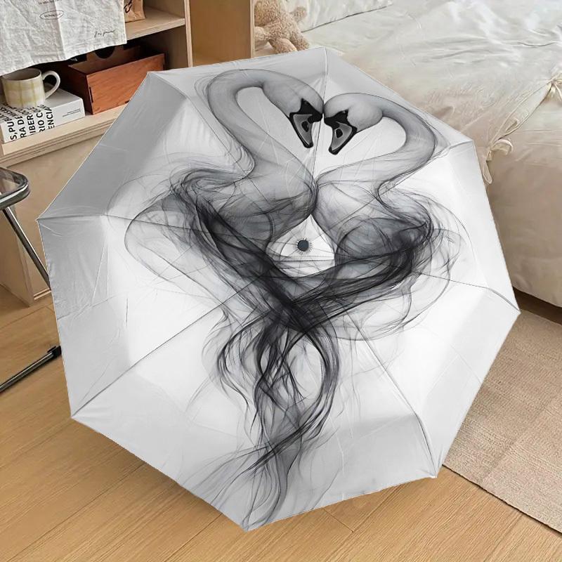 1pc swans love Automatic Open/Close Umbrella Compact Folding Umbrella with 8-Rib Shaft for Women/Men, Elegant Birthday1281S
