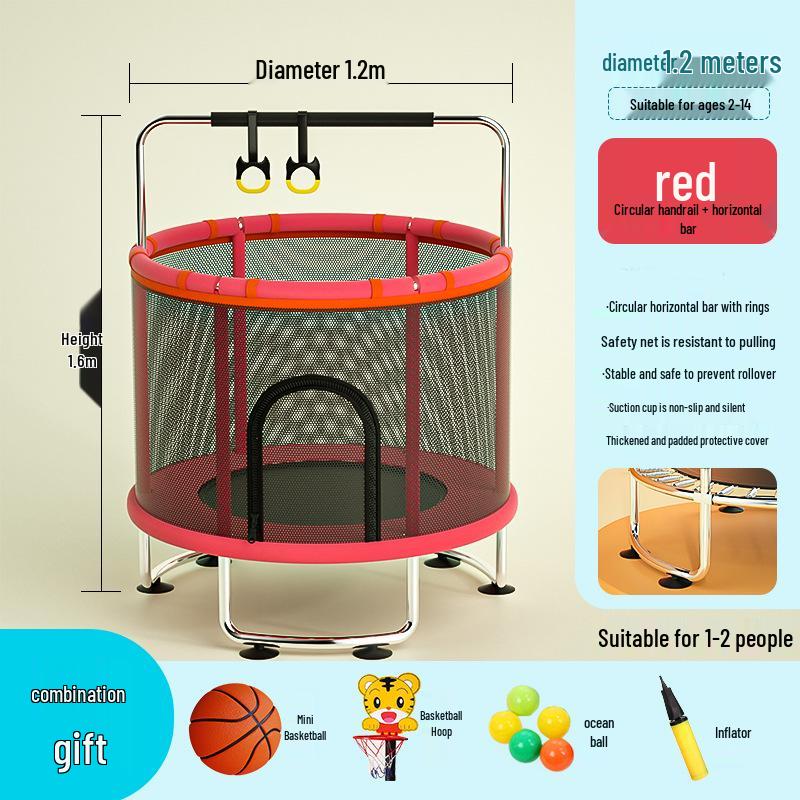 Indoor Family Trampoline with Safety Net for Kids and Adults