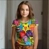Girl Clothes Summer Cartoon Cat Graphic Children's Clothing  Doodling Short Sleeve O-Neck Top