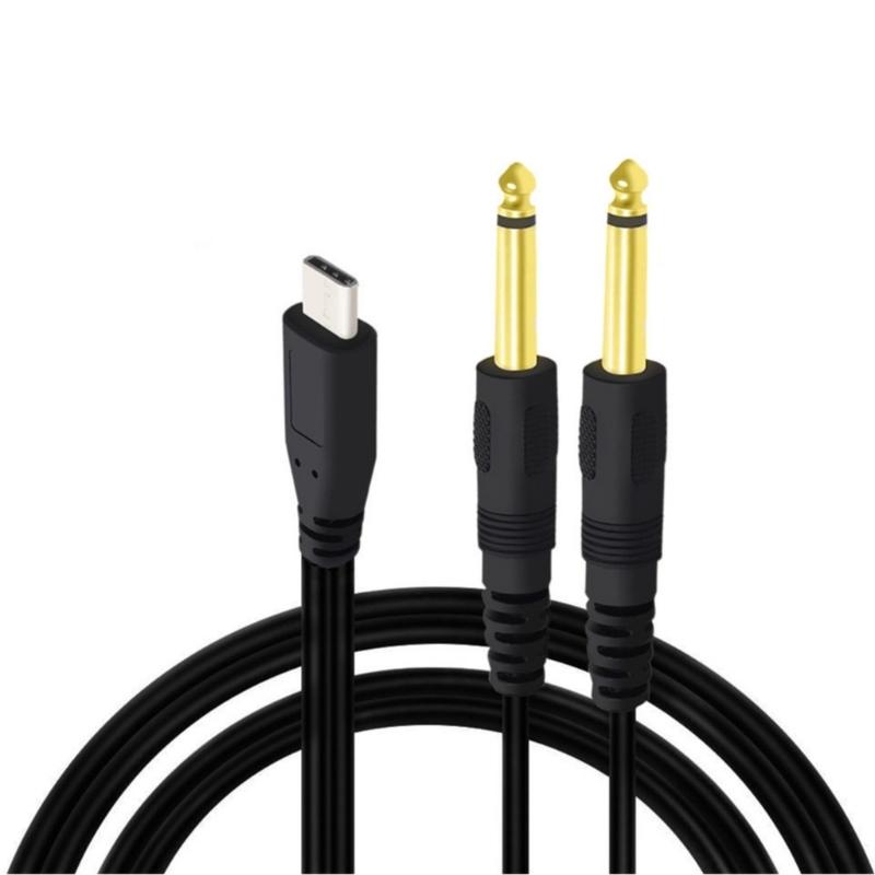 

100cm USB C to 1/4Inch Cord Type C to 6.35mm Y Splitter Adapter Cable for Amplifiers Mixers Speakers Black 1