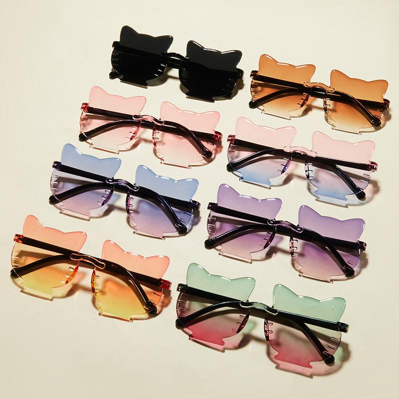 Kids Cute Rimless Sunglasses Korean Cartoon Gradient Sun Protection Glasses for Boys Girls Summer Outdoor