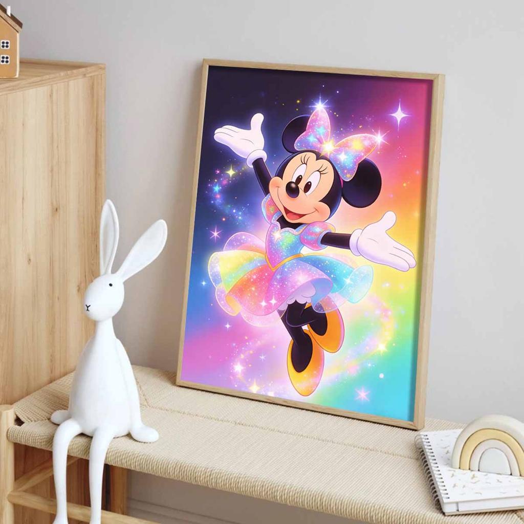 Disney Diamond Art Painting Kit Glitter Minnie Mouse Home Wall Decor Handmade GiftSparkling Rainbow Dress