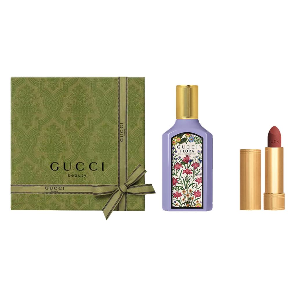 Gucci Rouge À Lèvres Mat Lipstick With Gucci Flora Gorgeous Magnolia Eau De Parfum Gift Set