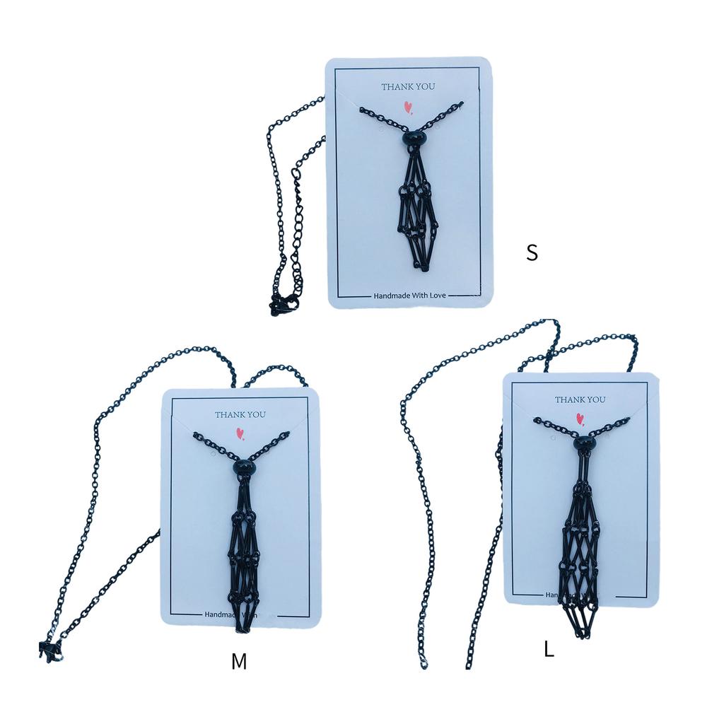Empty Crystal Stone Holder Necklace Cord Adjustable Natural Crystal Cage Necklace Chain Mesh Pendant Necklace Gifts