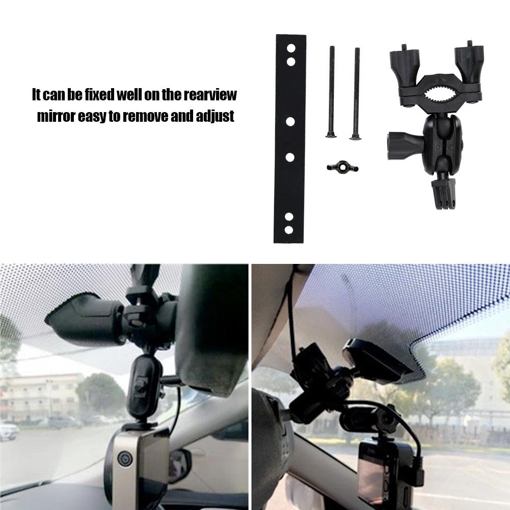 Car Rearview Mirror Camera Support Kit 360 Degree Rotating Driving Recorder Bracket