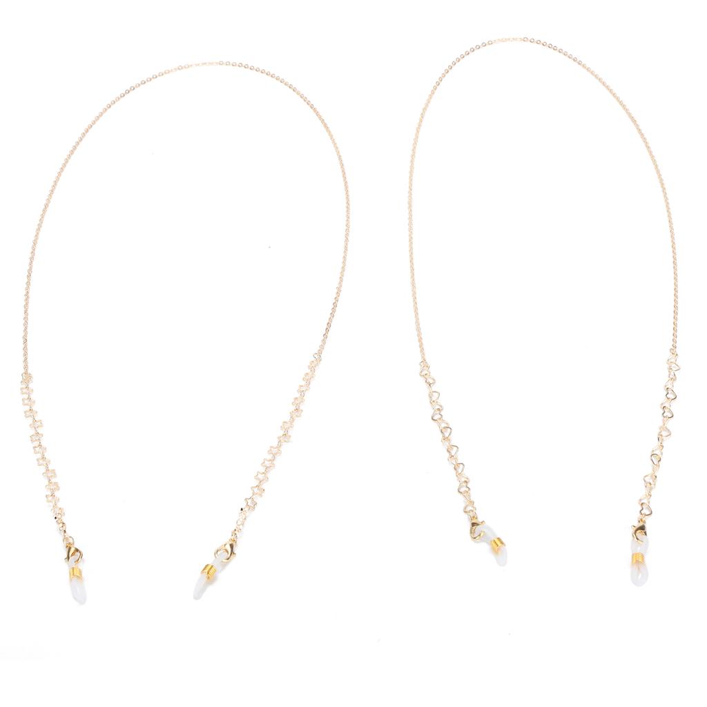 2pcs Hollow Heart Star Pattern Eyeglass Chains Reading Eyeglass MouthMuffle Lanyard