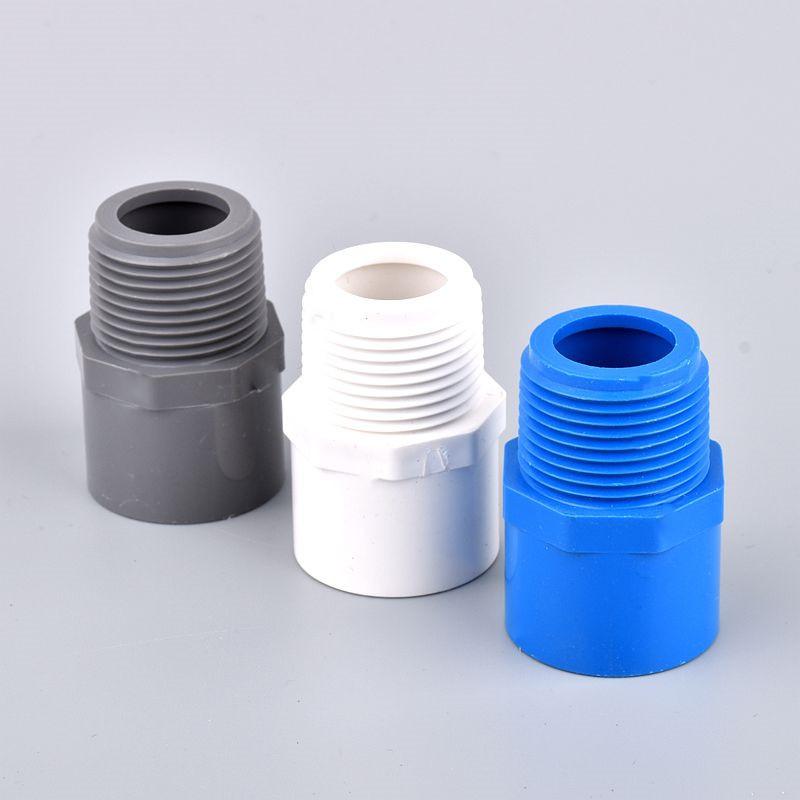 Grey/Blue/White PVC Direct Connector 1/2" ~2" Male/Female Thread To 20/25/32/40/50/63/75mm Garden Irrigation Water Pipe Joint