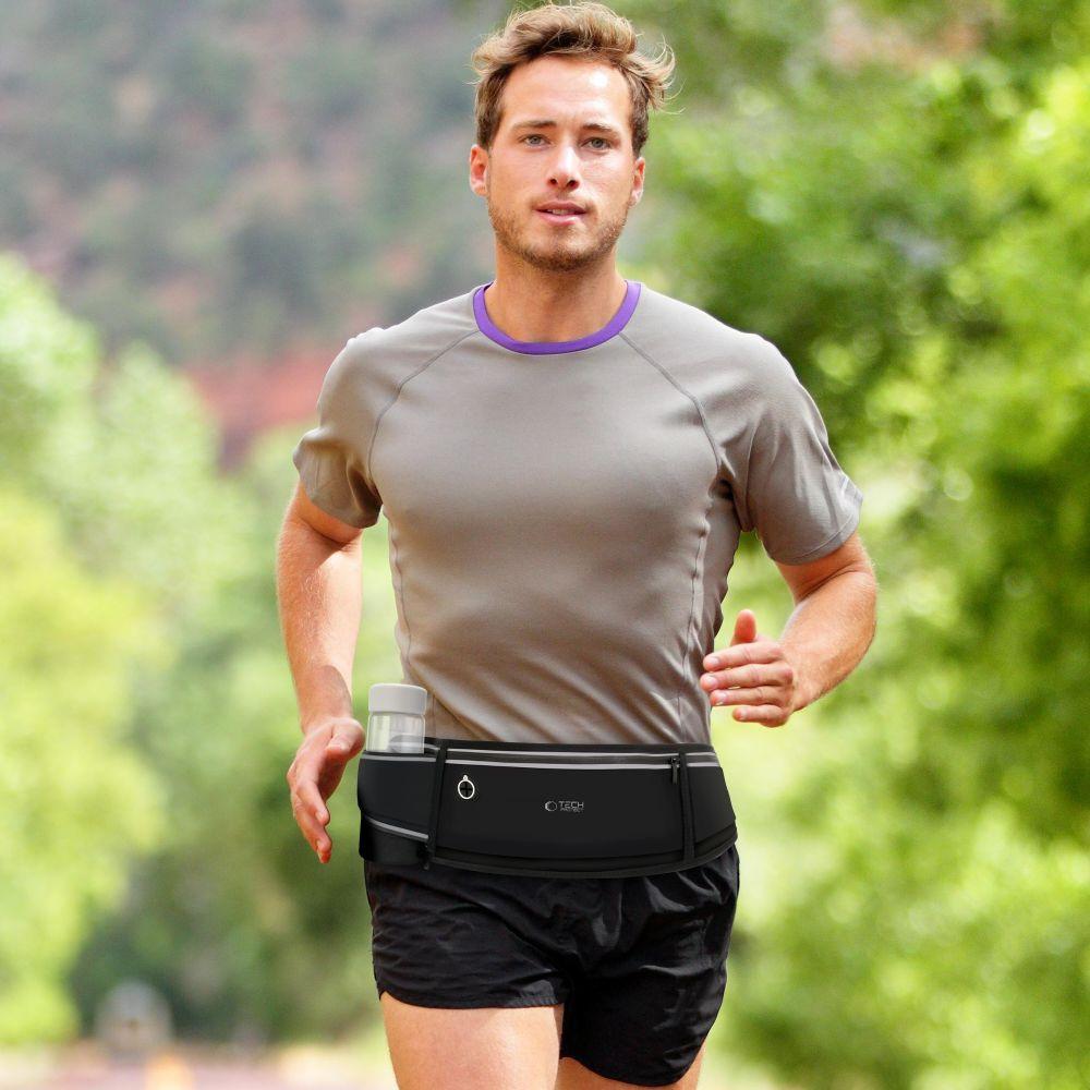 Waterproof sports waist bag for running - black