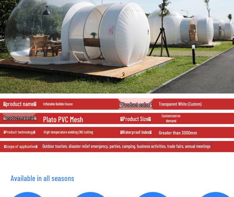 Inflatable Starry Sky Bubble Tent: Transparent Holiday House for Scenic Camping