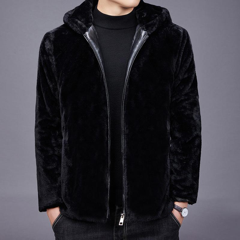 Popular Imitation Mink Fur Men's Coat with Plush and Thickened Winter Warmth for Middle-aged and Young People Casual Men's Fur Coat