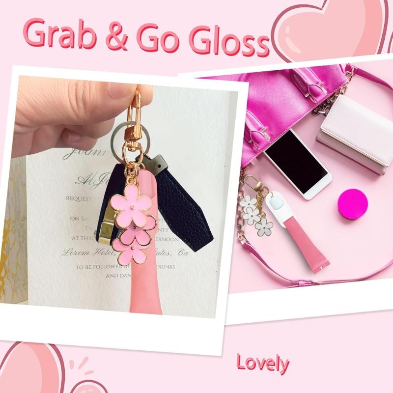 Portable Lip Gloss Keychain Cap Plastic Cosmetic Cover Hanging Holder Decoration Pendant For Keys On The Go