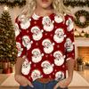 Women's Casual Christmas Print Three-Quarter Sleeve Neck Blouse