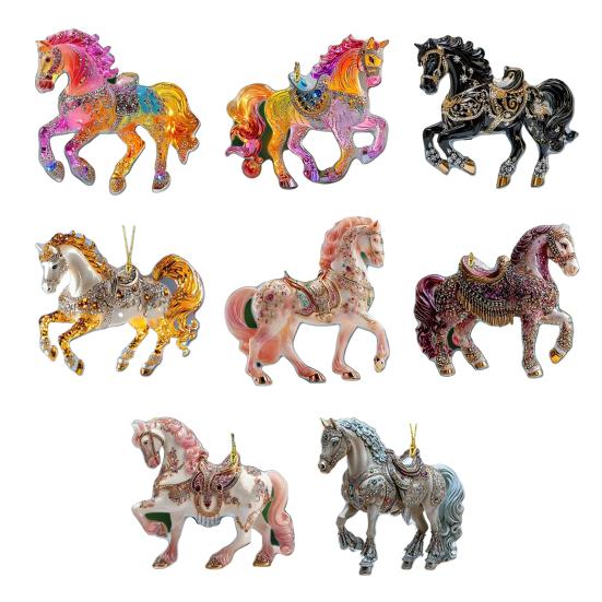 Yousheng Horse Ornament Sparkly Rhinestone Horse Christmas Tree Ornament 2D Acrylic Pendant Holiday Keepsake Gifts for Women Girls Horse Lovers