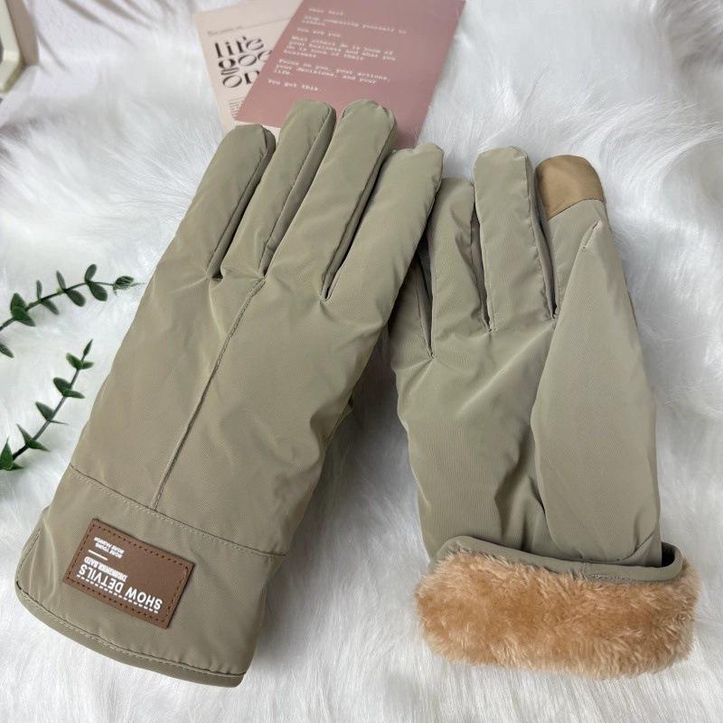 Men's Winter Touchscreen Cycling Gloves - Velvet-Lined, Thick, Warm, Windproof, and Comfortable for Outdoor Sports.